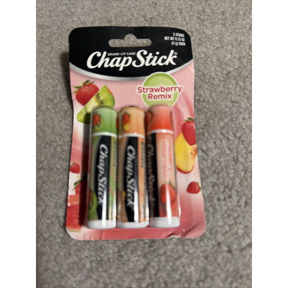 ChapStick Strawberry Remix Lip Balm 3 Pack Strawberry Peach Watermelon Kiwi
